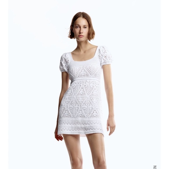 ZARA | Crochet Knit Dress White - Picture 5 of 9